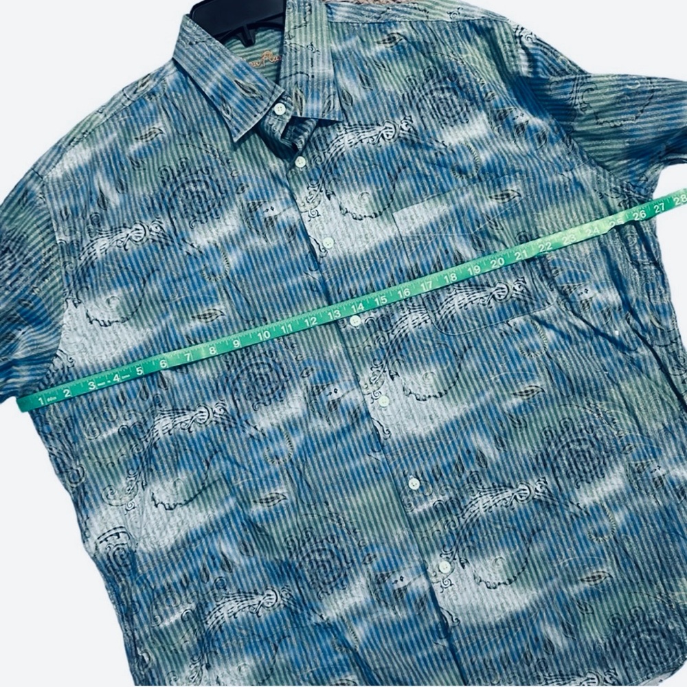 ‼️SOLD‼️ ALAN FLUSSER Blue Paisley Print Long Sleeve Button Down Shirt - Picture 9 of 11